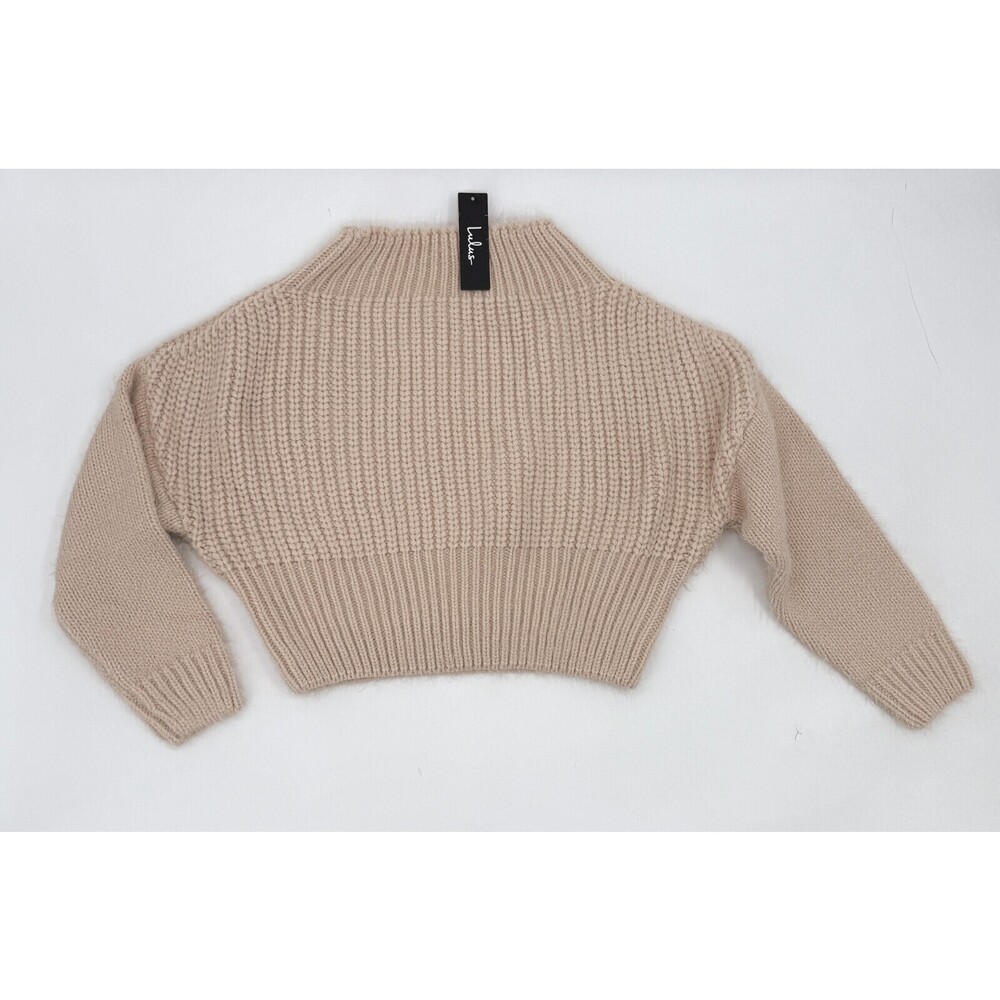 New Lulus Sweater Womens Medium Pearl Feeling It Cropped Knit Dolman Pullover